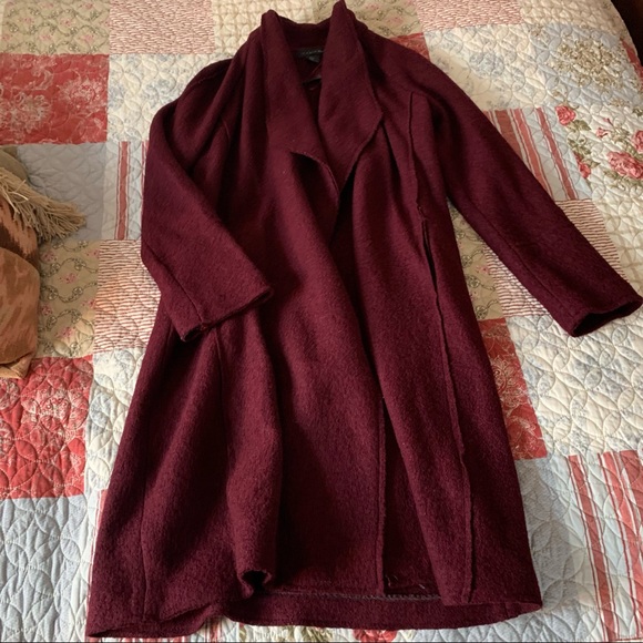 Tahari Jackets & Blazers - Nubby Burgundy Wool Blend Coat